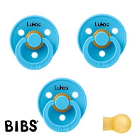 BIBS Colour Sutter med navn str2, 3 Breeze, Runde latex, Pakke med 3 sutter